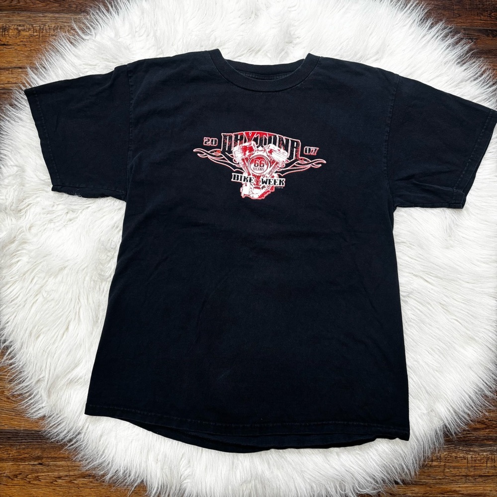 Harley Davidson Y2K Graphic 2007 Daytona Beach Florida Bike Week Tee Shirt Large